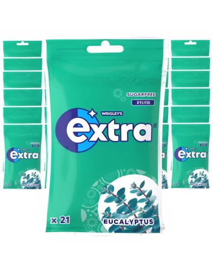 30 stk Extra Tyggegummi med Eucalyptussmak Selvlukkende Pose Hel Eske 870 gram 30 stk Extra Tyggegummi med Eucalyptussmak Selvlukkende Pose Hel Eske 870 gram