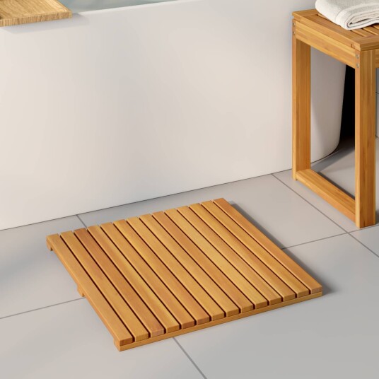 vidaXL Badematte Ensfarget Brun 50 x 50 cm Solid akasietre