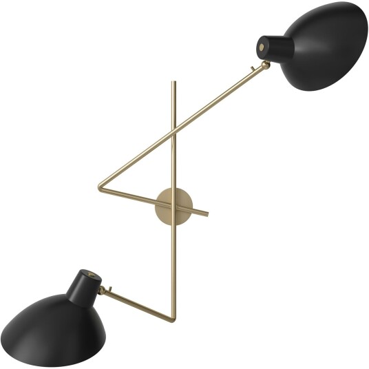Astep VV Cinquanta Vegglampe Twin Messing/Sort
