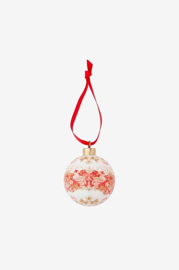 Spode   Bauble Strawberry Thief Madder 7.5cm   Rød