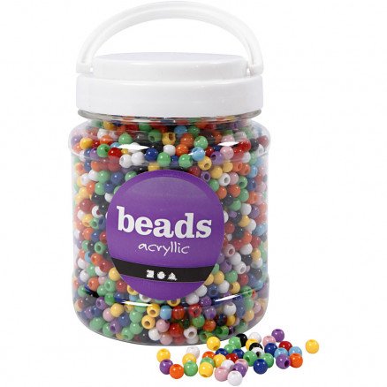 Diverse Kongo perler diam 6 mm hullstørrelse 3 mm Ass farger 425 g 700 ml ca 3830 stk