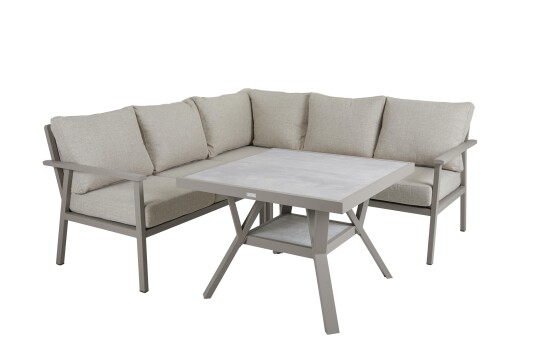 Brafab Samvaro sofagruppe Khaki med sand pute 2 st 2 seter ende hjørne & bord 90x90 cm