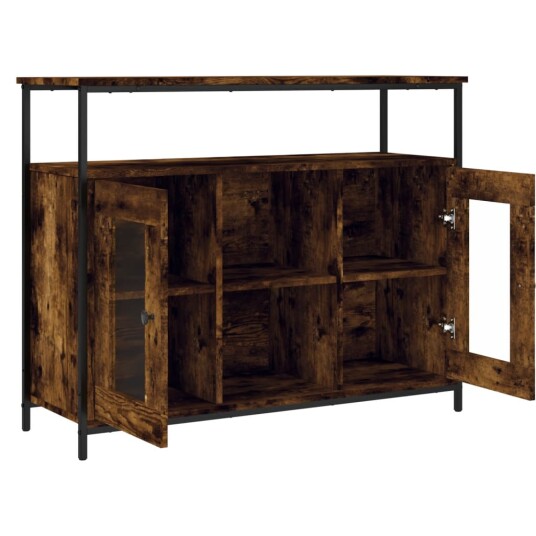 vidaXL Skjenk røkt eik 100x35x80 cm konstruert tre