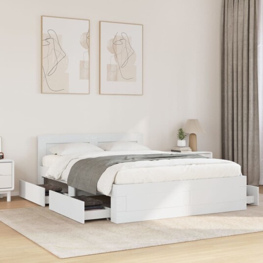  Sengeramme med hodegavl hvit 120x190 cm konstruert tre 8721102856082