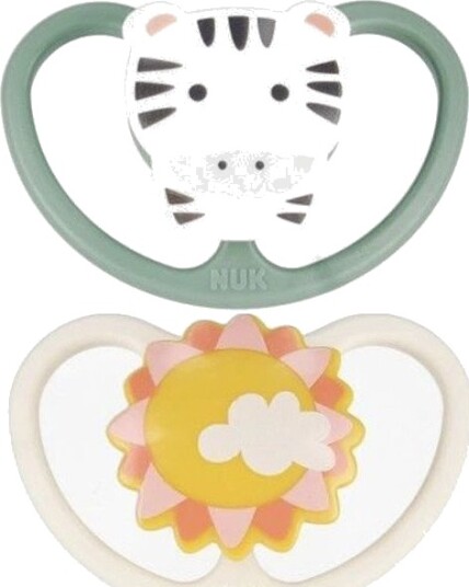 Nuk Space Silikonsmokk 18m+ Zebra/Løve 2 Stk
