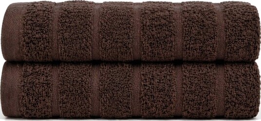 Borg Living Håndklær 2 stk. 100% kjemmet bomull - Myke brune håndklær 50x100 cm fra