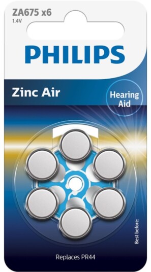 Philips ZA675B 1.4V Zink-Luft Høreapparatbatterier - 6 stk