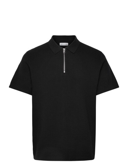 Jack & Jones Jjmax Knit Zip Polo Ss   Black   S