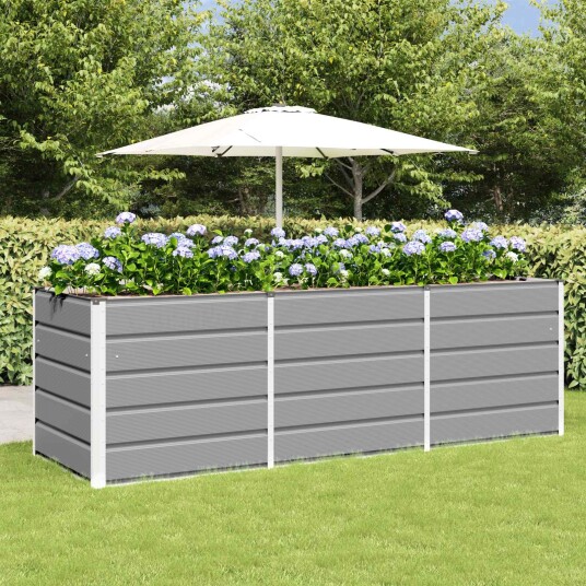 vidaXL Plantekassed Lysegrå 240 x 80 x 75 cm Stål