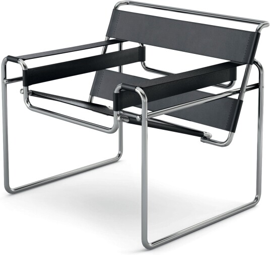 Knoll Knoll Wassily Lounge Chair Black Cowhide Lenestoler Marcel Breuer Svart Lær/metall