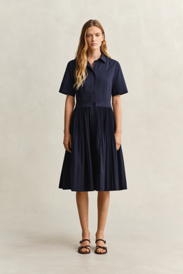 Gant Plisset skjortekjole i bomull EVENING BLUE 42 Gant Plisset skjortekjole i bomull EVENING BLUE 42