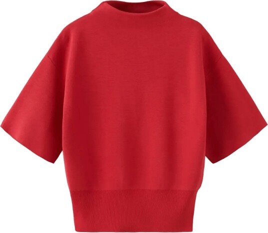 Mango Fine Knit Roll Neck Jumper BRIGHT RED M