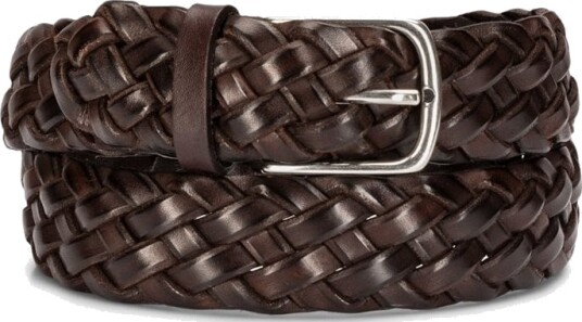 Paolo Vitale Braided Leather Belt - Dark Brown 105