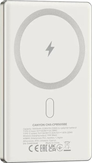 Power Bank Canyon 5000Mah 20W Magsafe, Beige