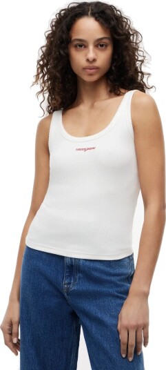 Tommy Jeans Tjw Slim Script Rib Tank Cream XL