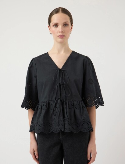 YAS Yascornelia 2/4 Tie Top S. Noos   Black   38