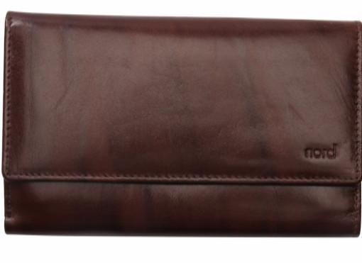 Nord Leather Stor dame skinn Portemone 12 kortlommer/ myntlomme Brun