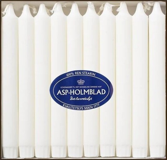 Asp Holmblad Kronelys hvitt