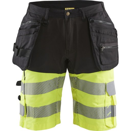 Varselshorts med stretch svart/gul