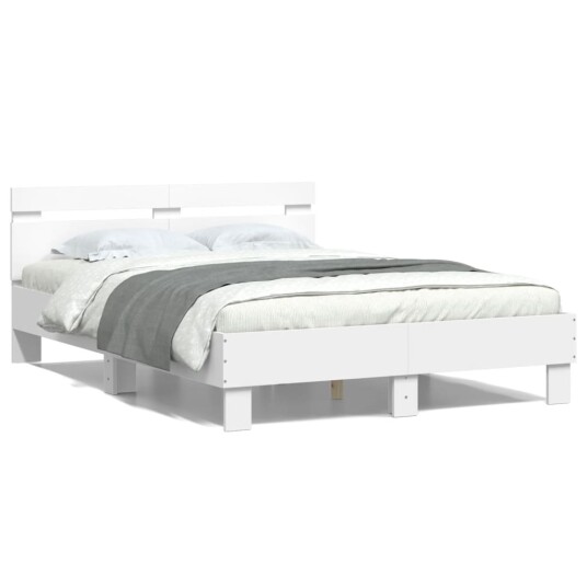 Sengeramme med hodegavl og LED hvit 120x190 cm 8721012247918