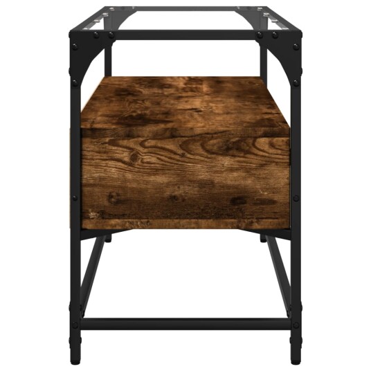 TV-benk med glasstopp røkt eik 80x35x51 cm konstruert tre 846061