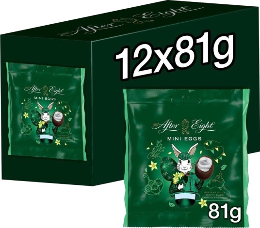 12 stk After Eight Mini Eggs   Mørke Sjokoladeegg med Mintfyll   Hel Eske 972 gram