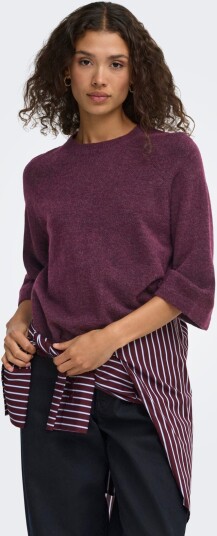 ONLY Onlsimoni 3/4 Pullover Knt Noos   Burgundy   XS