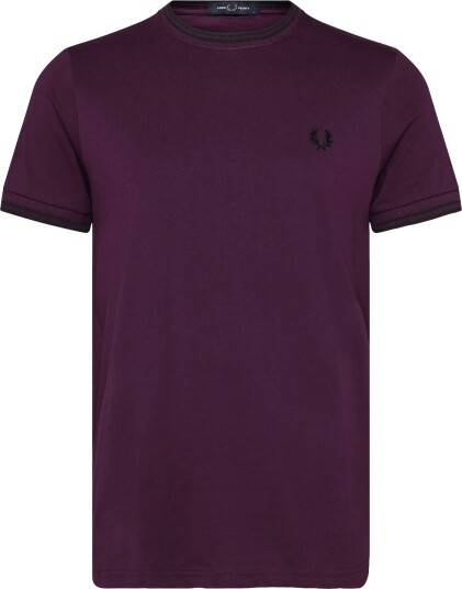 Fred Perry Twin Tipped T Shirt PLUM/BLACK L