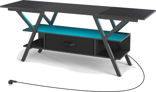 TV stativ for 65 tommers TV er med LED lys og oppbevaring