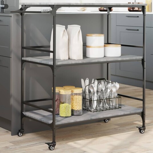 Kjøkkentralle grå sonoma 100,5x50x105 cm konstruert tre 842334 Kjøkkentralle grå sonoma 100,5x50x105 cm konstruert tre 842334
