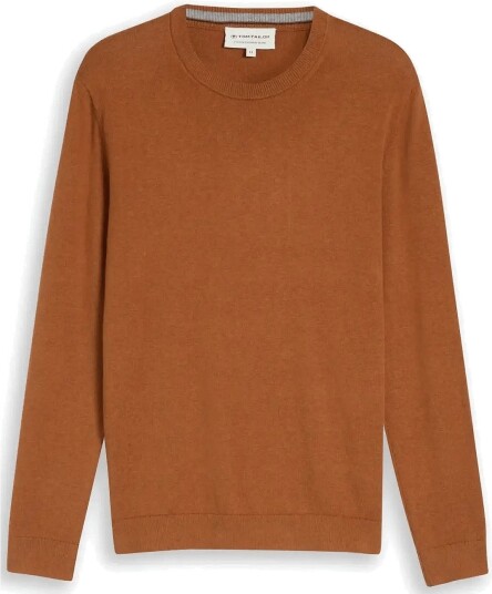 Tom Tailor Cotton Cashmere Crew Neck Knit CAMEL BROWN MELANGE XL