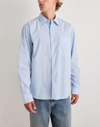 Selected Men Slmrlxsander Isak Poplin Ls Shirt N Hverdagsskjorter Blå