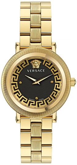 Versace Dameklokke VE7F00623 Greca Sort/Gulltonet stål Ø35 mm