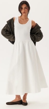 GANT Midi Jersey Woven Combo Dress White L