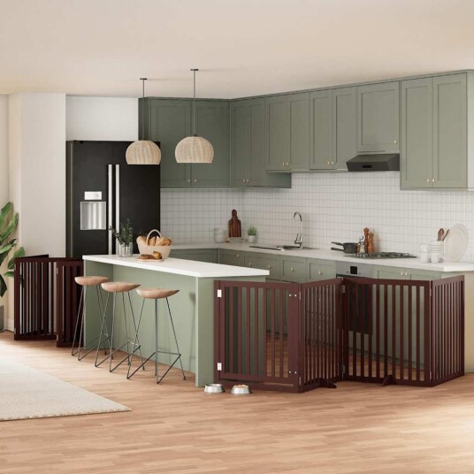 Vidaxl Hundeport Sammenleggbar 12 Paneler Brun 960 cm Poppeltre