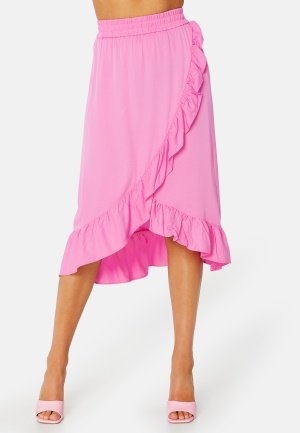 VILA Vero HW Flounce Skirt Fuchsia Pink 38