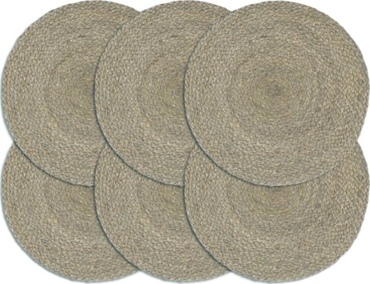 vidaXL Bordmatter 6 stk ren grå 38 cm rund jute