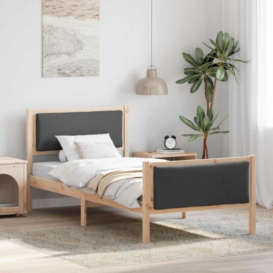 Sengestamme med hodegjerde Mørkegrå 100 x 200 cm stoff