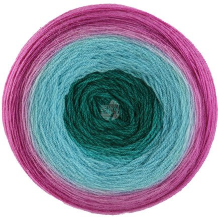 Lana Grossa Merino Lace Aquarell Garn 03 Petroleum/Turkis/Fuchsia