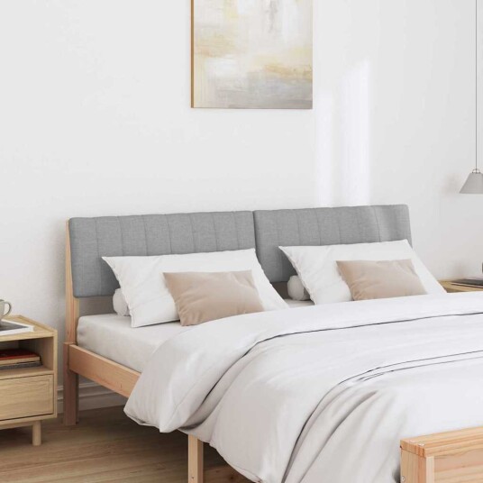 Polstret sengegavl Lysegrå 150 cm Massiv furu