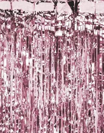 Partydeco Gullfarget Rose Partygardin Glittergardin 100x200 cm