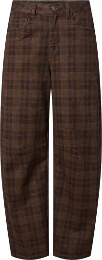 Pieces Pcvera Mw Barrel Check Jeans Dnm   Brown   30 x 32