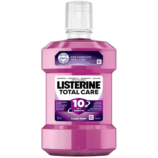 Listerine munnvann 1 ltr. Total Care Clean Mint 10 i 1 Listerine munnvann 1 ltr. Total Care Clean Mint 10 i 1