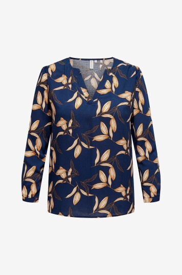 Only Carmakoma - Topp carNova Life LS V-neck Top - Blå