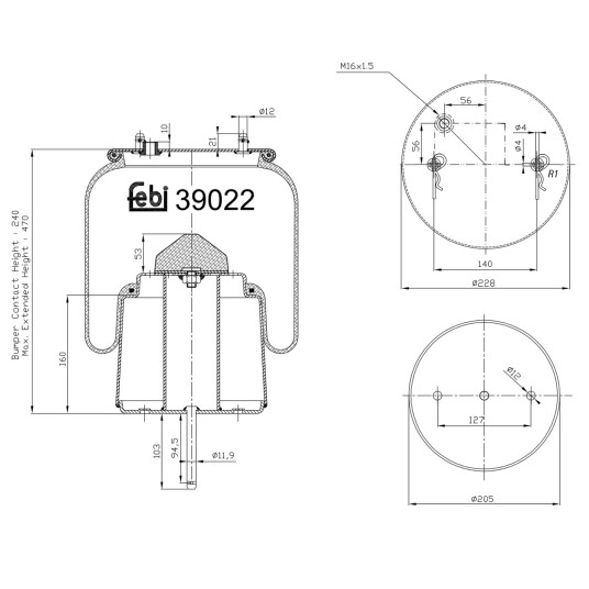 Luftbelg, fjæring FEBI BILSTEIN 39022 Luftbelg, fjæring FEBI BILSTEIN 39022