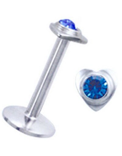 Labret with Heart and Blue Stone Strl 1.2 x 8 mm Labret with Heart and Blue Stone Strl 1.2 x 8 mm