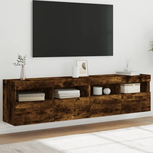 vidaXL TV-benker med LED-lys 2 stk røkt eik 80x30x40 cm 8721012257900
