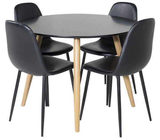 Venture Design Plaza & Polar spisegruppe Svart/svart 4 st stoler & bord 100 cm