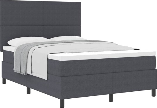 Box Spring Seng med Madrass Mørkegrå 160x200 cm Kordfløyel