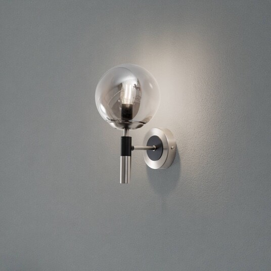 Vegglampe Rollo Lamkur dimbar Aluminium / grå / sink Stue / spisestue Glass